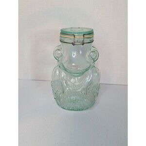 *RARE* VTG Large Green Tint Frog Canister Hermetic Made In Italy